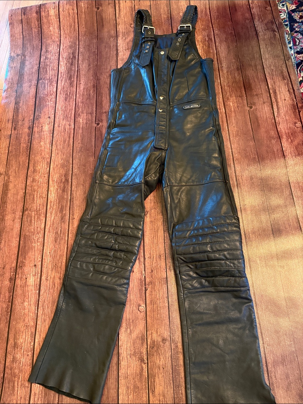 Vintage Hein Gericke Leather Racing Moto Bib Overalls Sz 52 (US L?)